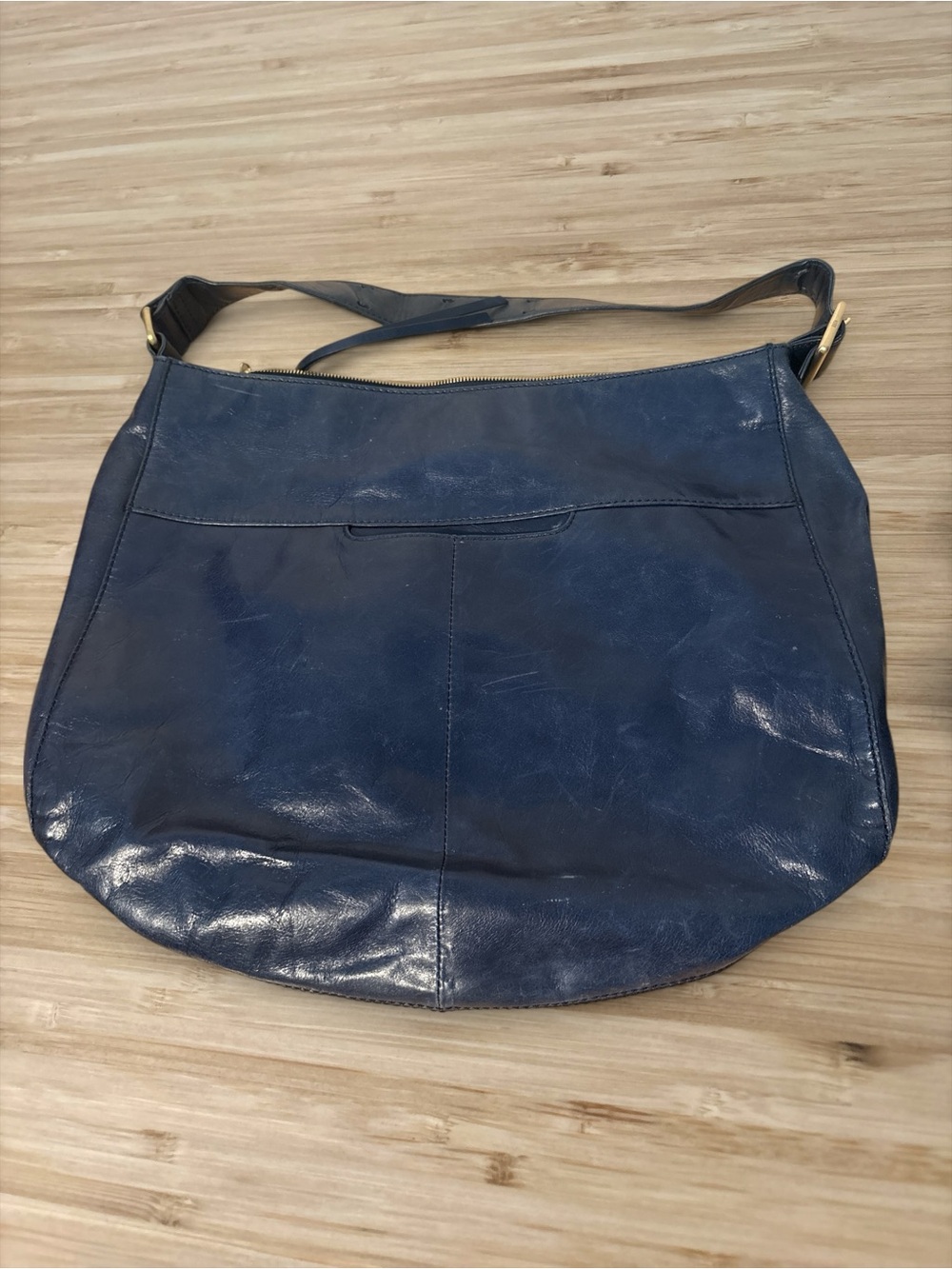 Hobo Classic Navy Leather Bag - Women's Shoulder Purse - Picture 1 of 9
